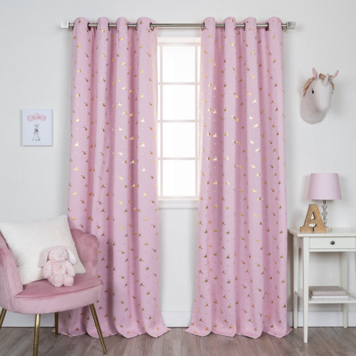 Trinx Golden Enchanted Unicorn Polyester Blackout Curtain Pair & Reviews | Wayfair