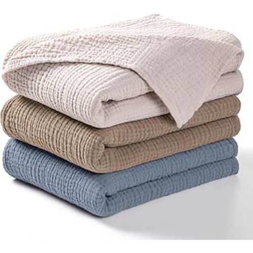 lulumoon Muslin Swaddle Blankets for Baby: Lightweight & Breathable Receiving Blankets for Hospital - Neutral Registry Gift for Newborn 3pack (Grey)