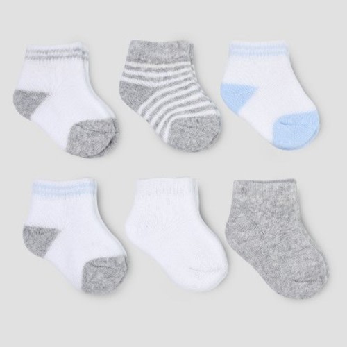 Carter's Just One You® Baby Boys' 6pk Basic Ankle Terry Socks - White/gray