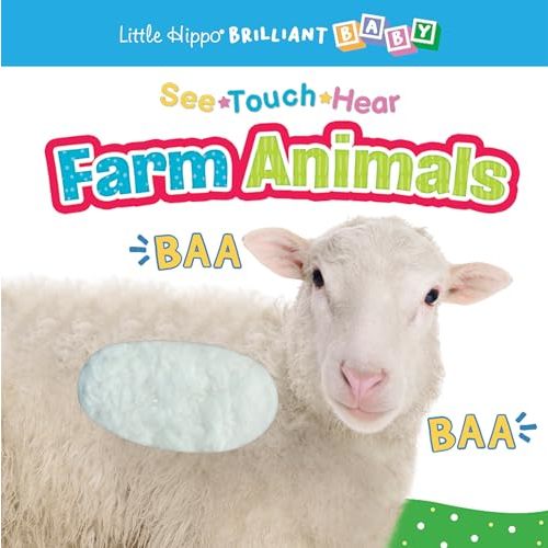 Little Hippo Books See Touch Hear Farm Animals Kids Book | Preschool Educational Sound Books | Brilliant Baby Educational Touch and Feel Books | Kids ... Animals Book with Sounds and Touch and Feel