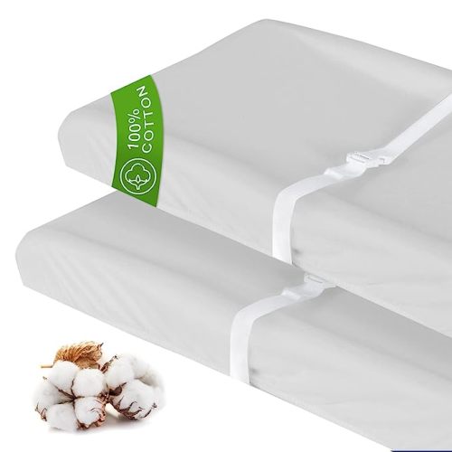 Changing Pad Cover for Boys Girls 2 Pack, Lovely Print Soft Unisex Diaper Change Table Sheets, Fit 32"x16" Contoured Pad, Comfy Cozy 2-Pack Cradle Sheets, Grey & White