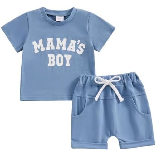 Toddler Baby Boy Summer Clothes Mamas Little Boy Short Sleeve T Shirt Tops Infant Rolled Stretch Shorts Set