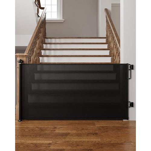 Cumbor 76" Extra Wide Dog Gate for The House, Retractable Gates for Stairs One-Hand Open, 34" Tall Extra Wide Pet Gate, Long Safety Gates for Doorways, Kitchen, Puppy Gate Indoor/Outdoor(Black)