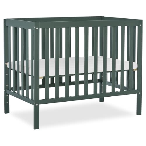 Dream On Me Edgewood 4-in-1 Mini Crib, Converts to Twin, GREENGUARD Gold | Includes Mattress Pad, 3-Position Mattress Support, BSA Verified, ASTM/CPSC Tested, 50 Lb Limit, Non-Toxic Finish, Olive