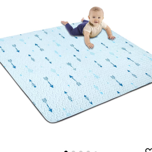 Baby Floor Play Mat Foldable Crawling Mat, 50x50 Play Mat for Playpen, Washable Non Slip One-Piece Playmats Portable, Cushioned Baby Tummy Time Mats for Infants and Toddlers (Arrow)