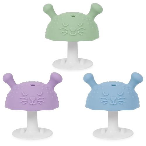 Soft Silicone Teething Toys Set | Easy to Grasp Toy for Baby Teething Relief - 3+ Months & Soothes Sore Gums | BPA-Free Silicone Teether 3pcs, Green,Purple & Blue