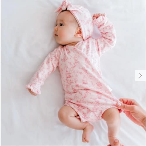 Ruffle Cuff Long Sleeved Winged Bodysuit - in Whimsical Garden Color