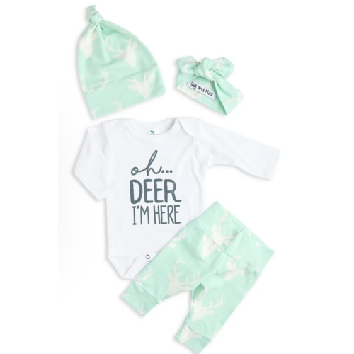 Gender Neutral Mint Oh Deer I'm Here Newborn Set – Gigi and Max