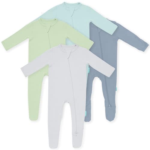 PurComfy Baby Zipper Footie Pajamas, Supersoft Bamboo Rayon Baby Footed Pjs Boy Girl 0-3-6-9-18-24 Month Coverall Sleepers
