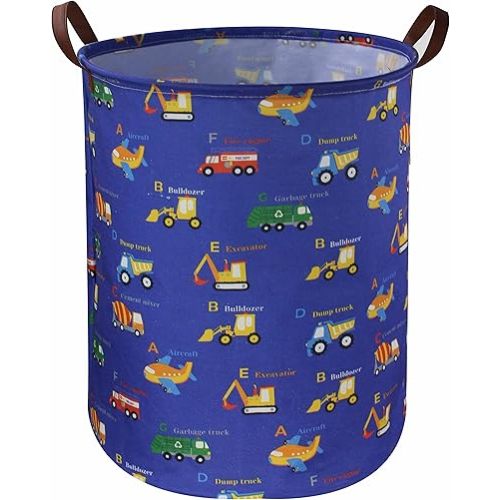 ESSME Kids Laundry Basket,Kids Hamper Collapsible Canvas Car Storage Bin for Boys Room Decor, Nursery Hamper,Gift Baskets,Toys,Home Organizer(Vehicles)