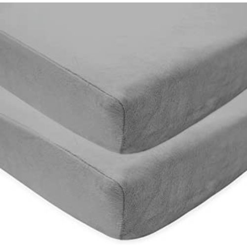 American Baby Company 2 Pack Heavenly Soft Chenille Fitted Crib Sheet 28" x 52", Warm and Cozy Neutral Chenille Sheet, Gray, for Boys and Girls, Fits Crib and Toddler Bed mattresses
