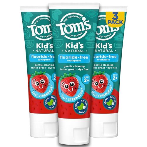 Tom's of Maine Natural Kid's Fluoride Free Toothpaste, Ages 2+, Silly Strawberry, 5.1 oz. 3-Pack (back in original formula)