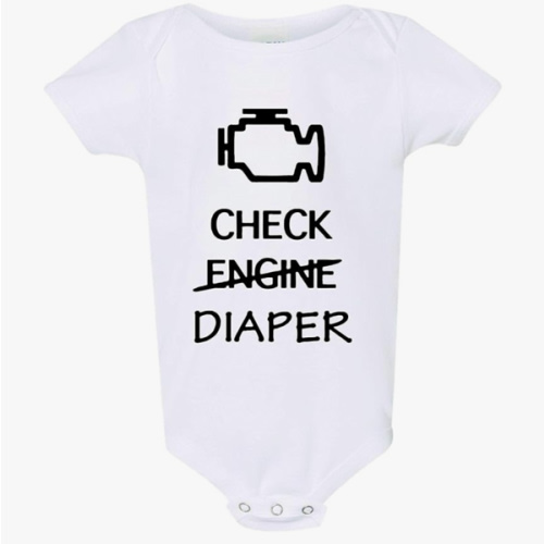 Check Diaper Bodysuit Breastfeeding Car Shirt Unisex
