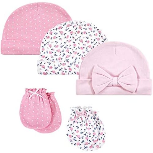 Hudson Baby Unisex Baby Cotton Cap and Scratch Mitten Set