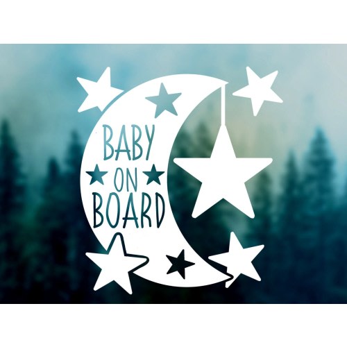 Baby On Board Decal | Cute Moon and Stars Child On Board Sticker, Car Decal, Car Stickers, Baby Shower or New Parents Gift, Car Decals