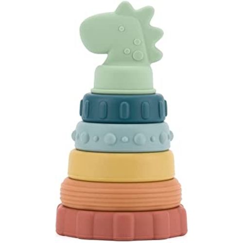 Itzy Ritzy - Itzy Stacker Silicone Stacking and Teething Toy, Dinosaur (STACK8449)
