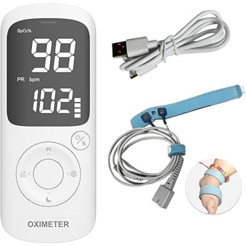 Baby Pulse Oximeter Blood infant Oxygen Saturation Monitor Adjustable Alarm for Pulse Rate and SpO2 Levels…