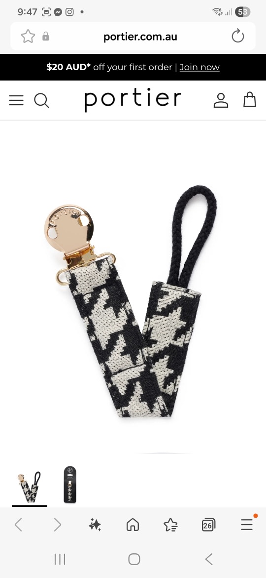 Petite Pacifier Clip - Houndstooth – Portier Australia Pty Ltd