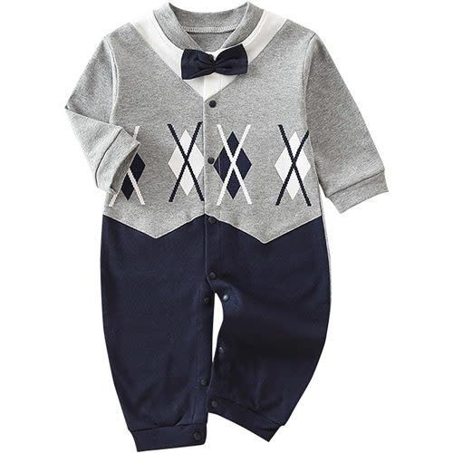 GORBAST Newborn Baby Boys' Gentleman Romper Clothes Suit Long Sleeve Jumpsuit Outfit with Bow Tie