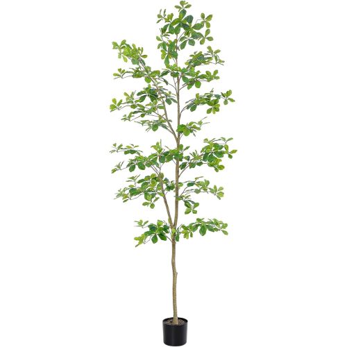 Faux Black Olive Tree 7ft, Tall Faux Trees Indoor with Natural Trunk and Realistic Leaves. 7 Feet(84in) Artificial Tree for Home Office Décor.