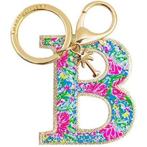 Lilly Pulitzer Leatherette Initial Keychain, Letter Bag Charm for Women