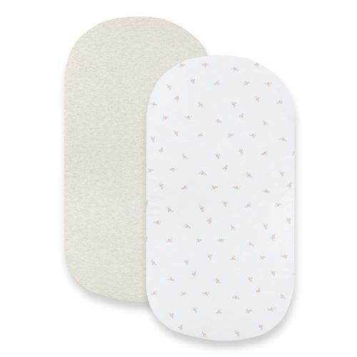 Burts Bees Baby Bassinet Sheet, Infant Fitted BEESNUG Cover, 100% Organic Cotton, Soft Unisex Newborn Essentials for All Standard Oval or Rectangle Bassinet Bed Pads or Mattresses - 15 x 33 Inches