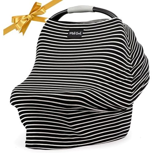 Milk Snob Original 5-in-1 Cover - Nursing Cover for Breastfeeding - Baby Car Seat Cover, Carseat Canopy & Stroller - Essential All-in-One Cover - Gift for Mom, Baby (Modern Stripe)