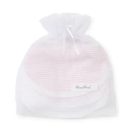 Pink Stripe 3 Pack Bib Set w/ Tulle Bag