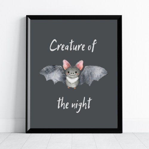 Creature of the Night, Bat Wall Art, Spooky Nursery, Bat Nursery, Spooky Bedroom, Bat Decor