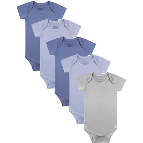 Baby Short Sleeve Solid Bodysuit - Super Soft Rayon made from Bamboo - Newborn Infant Toddler Boy Girl - 5-Pack