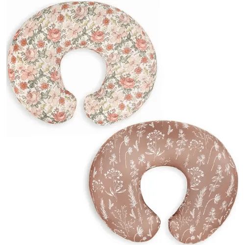 Little Jump Nursing Pillow Cover Slipcover for Breastfeeding Pillows, Soft and Comfortable Safely Fits On Standard Infant Nursing Pillows (2 Pack Vintage Floral)