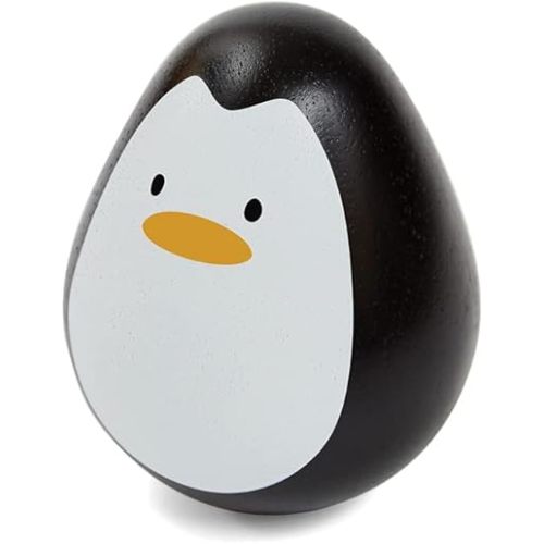 PlanToys® Penguin Wobbler Montessori Wooden Baby Sensory Toy for Tummy Time | Cause & Effect Developmental Toy for Babies 6+ Months