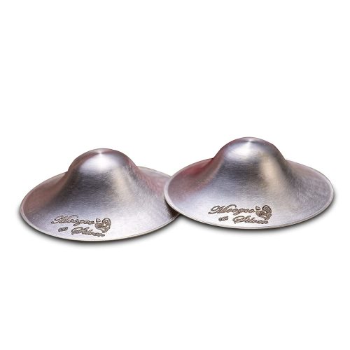 Moogco The Original Silver Nursing Cups - Nipple Shields for Nursing Newborn - Newborn Essentials Must Haves - Nipple Covers Breastfeeding - 925 Silver (X-Large)