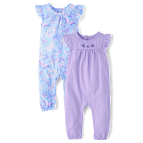 Baby Girls Short Flutter Sleeve Butterfly Jumpsuit 2-Pack - BLUE | The Children's Place