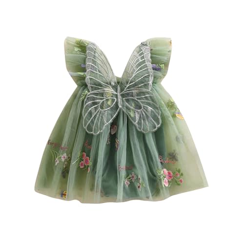 Newborn Infant Baby Girls Clothes Flower Butterfly Embroidery Sleeveless Romper Tulle Mesh Dress Toddler Bodysuit