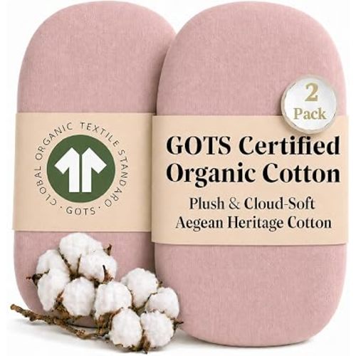 2-Pack GOTS 100% Organic Cotton Bassinet Sheets for Halo BassiNest Swivel Sleeper & 4moms mamaRoo Sleep – Luxury Turkish Cotton Fitted Sheets for Baby Boys & Girls