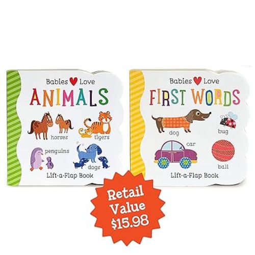 Babies Love Animals & First Words 2-pack - A Lift-a-Flap Board Book Bundle Set for Babies and Toddlers, Ages 1-4