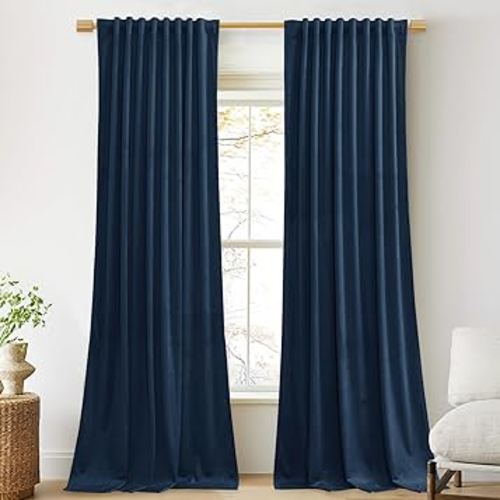 Amazon.com: StangH 120 inches Long Camel Beige Velvet Curtains - Extra Long Thick Thermal Insulated Room Darkening Window Drapes for Hall, Back Tab Chill Resist Winter Curtain for Door, W52 x L120, 2 Panels : Home & Kitchen
