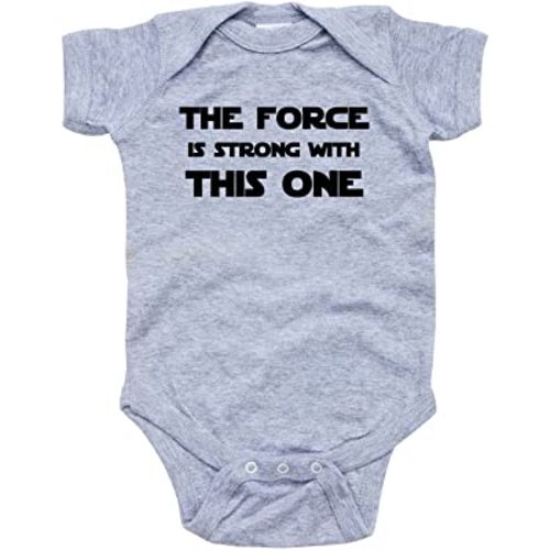 Cute Funny Nerd Geek Humor The Force is Strong with This One Soft Baby Bodysuit