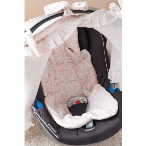 Baby Car Seat Cushion - Toile De Jouy / Pink
