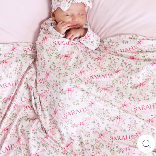 Bows in Bloom Personalized Swaddle Blanket