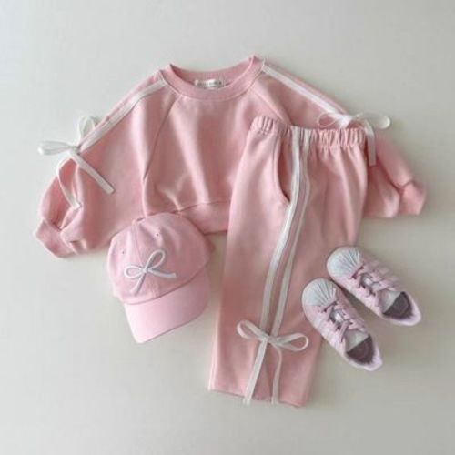 MyKids-USA Autumn Baby Kids Girls Casual Bows Tied Pullover And Pants Clothing Set