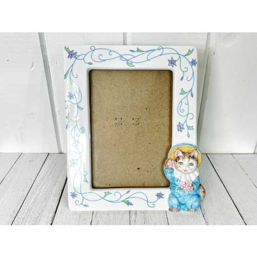Vintage 1980's Ceramic Tom Kitten Picture Frame, Beatrix Potter, Tabletop Nursery Decor