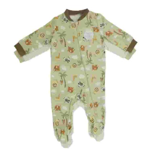 Milkberry Bamboo Pajamas Coverall for Baby Boys Footed Sleep Bodysuit for Infants Size 0-3 Months Safari Lover