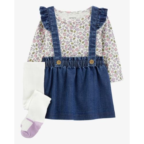 Baby 3-Piece Floral Long-Sleeve Tee & Jumper Set - Carter's | Carter's