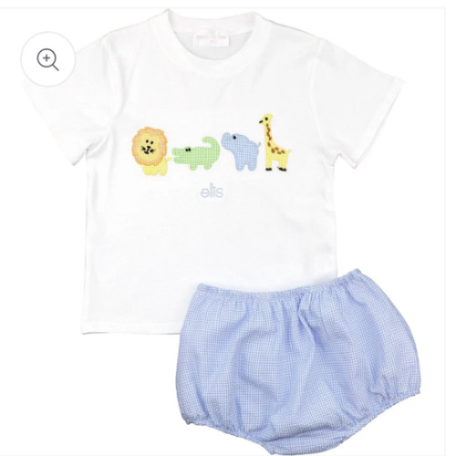 Blue Gingham Zoo Animals Diaper Set – Cecil & Lou