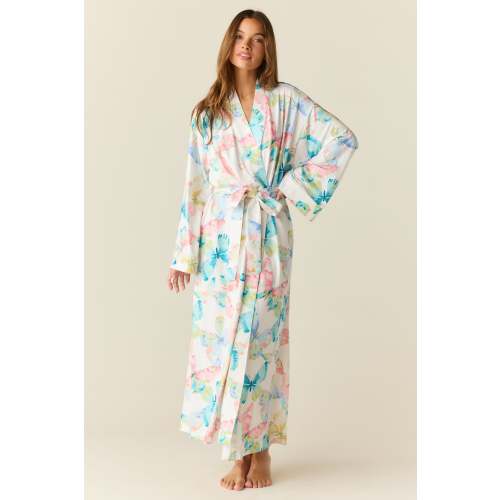 Kaia Cloud Jersey Kimono Robe in Butterfly Bloom
