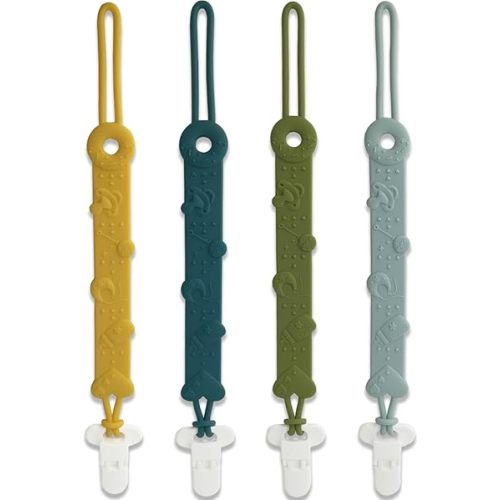 Pacifier Clip MOBU 4 Pack Silicone Pacifier Clips Holder for Baby Boy Girl Newborn Essentials One Piece Design Universal Pacifier Holder Birthday,Shower Gift (4 Colors_Ⅰ)