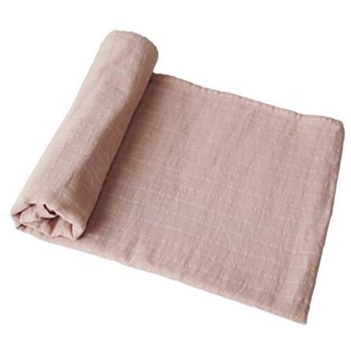 mushie Muslin Baby Swaddle Blanket | 100% Organic Cotton (Blush)