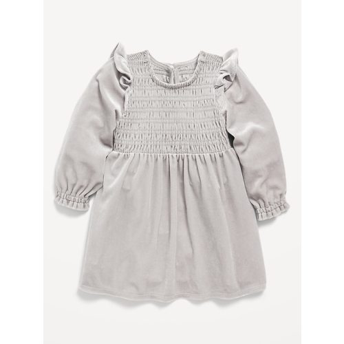 Ruffled Smocked Velvet Dress for Baby